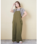 綿 ツイル ワイド サロペット パンツ