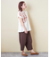 32/-天竺 ロゴプリント シャーリング フレンチスリーブ Tシャツ