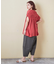 32/-天竺 ロゴプリント シャーリング フレンチスリーブ Tシャツ