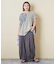 32/-天竺 ロゴプリント シャーリング フレンチスリーブ Tシャツ