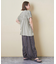 32/-天竺 ロゴプリント シャーリング フレンチスリーブ Tシャツ