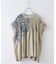 32/-天竺 ロゴプリント シャーリング フレンチスリーブ Tシャツ