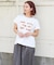 21/-OE天竺 フレンチスリーブ ブラシ刺繍 ロゴ Tシャツ