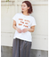 21/-OE天竺 フレンチスリーブ ブラシ刺繍 ロゴ Tシャツ