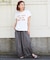 21/-OE天竺 フレンチスリーブ ブラシ刺繍 ロゴ Tシャツ