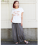 21/-OE天竺 フレンチスリーブ ブラシ刺繍 ロゴ Tシャツ