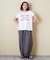 21/-OE天竺 フレンチスリーブ ブラシ刺繍 ロゴ Tシャツ