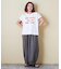 21/-OE天竺 フレンチスリーブ ブラシ刺繍 ロゴ Tシャツ