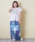 21/-OE天竺 フレンチスリーブ ブラシ刺繍 ロゴ Tシャツ