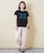 21/-OE天竺 フレンチスリーブ ブラシ刺繍 ロゴ Tシャツ