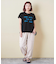 21/-OE天竺 フレンチスリーブ ブラシ刺繍 ロゴ Tシャツ