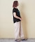 21/-OE天竺 フレンチスリーブ ブラシ刺繍 ロゴ Tシャツ