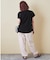 21/-OE天竺 フレンチスリーブ ブラシ刺繍 ロゴ Tシャツ