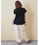 21/-OE天竺 フレンチスリーブ ブラシ刺繍 ロゴ Tシャツ