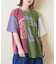 26/-天竺 パウダー加工 リメイク風 切り替え シャーリング Tシャツ