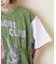 26/-天竺 パウダー加工 リメイク風 切り替え シャーリング Tシャツ