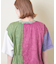 26/-天竺 パウダー加工 リメイク風 切り替え シャーリング Tシャツ