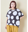 26/-OE天竺 ドット プリント 汗染み防止 加工 ドルマン Tシャツ