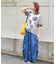 26/-OE天竺 ドット プリント 汗染み防止 加工 ドルマン Tシャツ