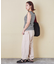 26/-OE天竺 かすれ ボーダー プリント 汗染み防止 加工 ノースリーブ Tシャツ