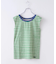 26/-OE天竺 かすれ ボーダー プリント 汗染み防止 加工 ノースリーブ Tシャツ