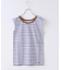 26/-OE天竺 かすれ ボーダー プリント 汗染み防止 加工 ノースリーブ Tシャツ