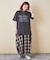 26/-OE天竺 ピグメント染め ロゴプリント ビッグ Tシャツ
