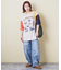 26/-天竺 パウダー加工 イタリア プリント ビッグ Tシャツ