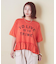 26/-天竺 パウダー加工 裾ギャザー ロゴ Tシャツ