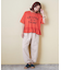 26/-天竺 パウダー加工 裾ギャザー ロゴ Tシャツ