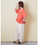 26/-天竺 パウダー加工 裾ギャザー ロゴ Tシャツ