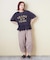 26/-天竺 パウダー加工 裾ギャザー ロゴ Tシャツ