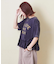 26/-天竺 パウダー加工 裾ギャザー ロゴ Tシャツ