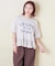 26/-天竺 パウダー加工 裾ギャザー ロゴ Tシャツ
