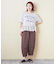 26/-天竺 パウダー加工 裾ギャザー ロゴ Tシャツ