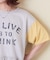 26/-天竺 パウダー加工 裾ギャザー ロゴ Tシャツ