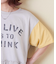 26/-天竺 パウダー加工 裾ギャザー ロゴ Tシャツ