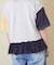 26/-天竺 パウダー加工 裾ギャザー ロゴ Tシャツ