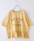 26/-天竺 パウダー加工 裾ギャザー ロゴ Tシャツ