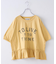 26/-天竺 パウダー加工 裾ギャザー ロゴ Tシャツ