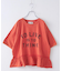 26/-天竺 パウダー加工 裾ギャザー ロゴ Tシャツ