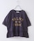 26/-天竺 パウダー加工 裾ギャザー ロゴ Tシャツ