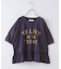 26/-天竺 パウダー加工 裾ギャザー ロゴ Tシャツ