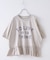 26/-天竺 パウダー加工 裾ギャザー ロゴ Tシャツ