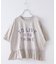 26/-天竺 パウダー加工 裾ギャザー ロゴ Tシャツ