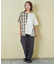 先染め チェック 切替 ラグラン Tシャツ