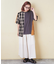 先染め チェック 切替 ラグラン Tシャツ