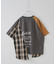 先染め チェック 切替 ラグラン Tシャツ