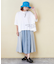 デニム × ヒッコリー 切替 スカート