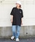 21/-シルケット風天竺 接触冷感 バックプリント ビッグ Tシャツ